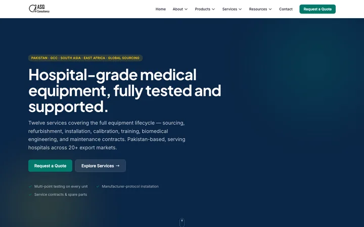ASQ Consultancy — Medical Equipment website