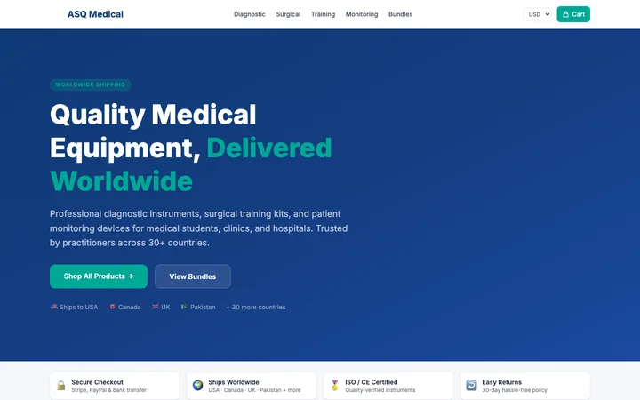 ASQ Medical — Medical E-Commerce website
