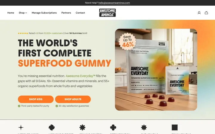 Awesome Aminos — Supplements website