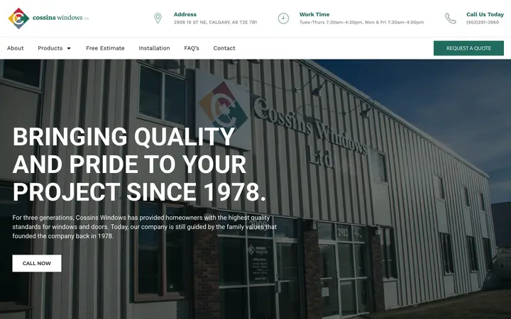Cossins Windows — Home Services website