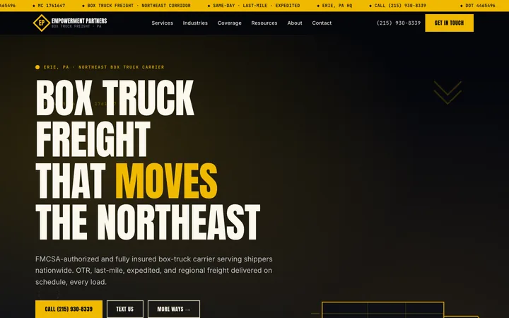 Empowerment Partners — Box Truck Carrier website