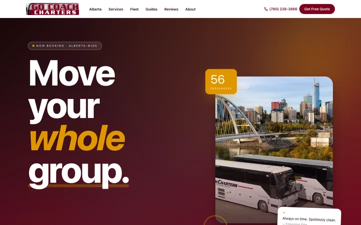 Go Coach Charters — Charter Bus Rental website