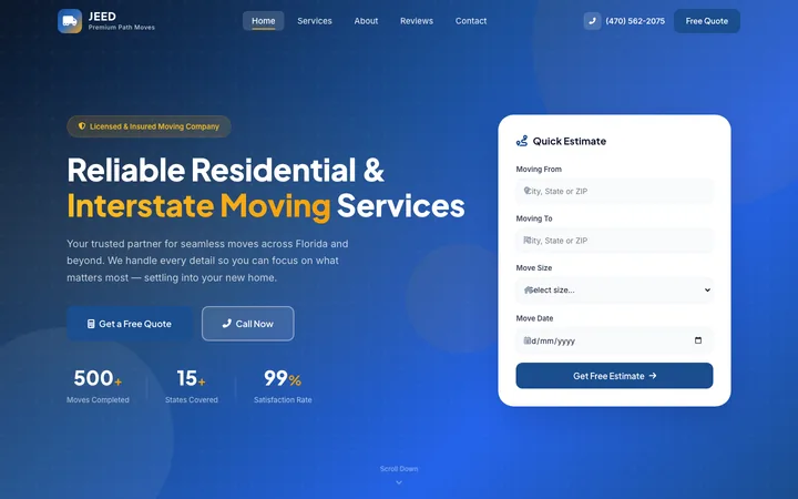 Jeed Premium Path Moves — Moving Company website