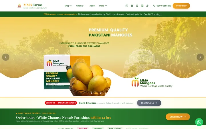 MMA Farms — Agriculture E-Commerce website