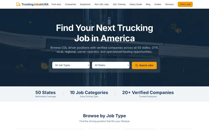 Trucking Jobs In USA — Job Board website