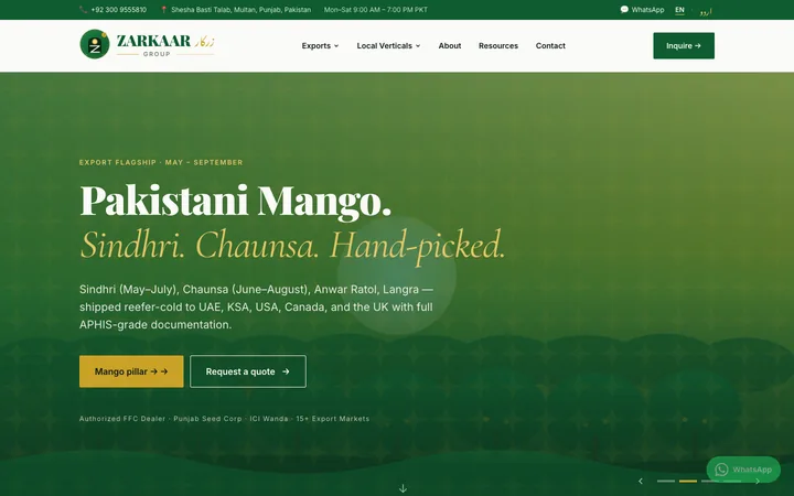Zarkaar Group — Mango Export website